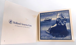 Holland America Line Rotterdam NY Ceramic Blue Delft Cork Backed Tile Coaster - Picture 1 of 8