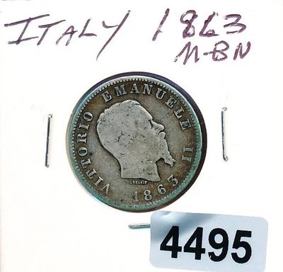 ITALY - 1 LIRE -  SILVER - 1863 M-BN - #4495 - Image 1 of 2