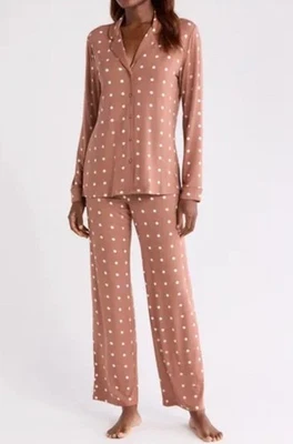 NUEVO $80 Lencería Nordstrom Moonlight Eco Conjunto de Pijama Marrón Punto Shari X-Pequeño Foto 1 de 4