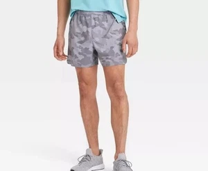 Target Lined Running Shorts All In Motion Gray Camo Med New with Tags Quick Dry - Picture 1 of 3
