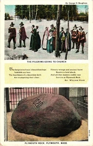 Cartolina d'epoca Pellegrini Plymouth Rock Color di George H Boughton - Foto 1 di 2