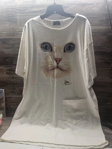 VTG Bob Harrison Cat graphic night shirt or beach dress cotton Women OS - Picture 1 of 5