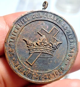 Antica Spilla Medaglia Springfield 26° Triennale Boston Conclave Cavaliere Templare 1895 - Foto 1 di 4