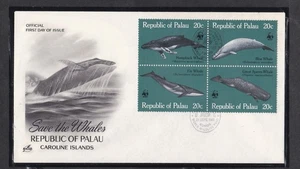 PALAU 1983 FIRST DAY COVER WORLD WILDLIFE FUND WWF WHALES + CACHET - Picture 1 of 1