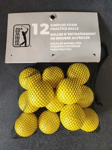 PGA TOUR 12 Dimpled Foam Übungsbälle gelb mit Netzbeutel - Bild 1 von 3