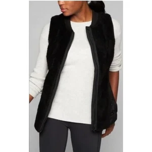 Athleta Womens Responsible Down Tundra Vest Black Puffer Sherpa Extra Large - Picture 1 of 9