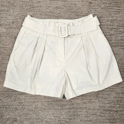 Pantalones Cortos Express Para Mujer 14 Súper Alto Cinturón Plisado Marfil Crema Pierna Ancha Mamá Foto 1 de 4