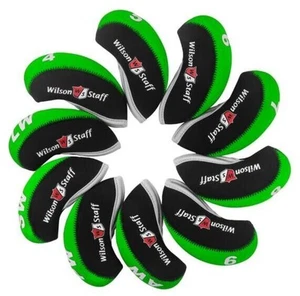 10Pcs Wilson Staff Club Golf Iron Head Covers Headcovers Neoprene Green - Picture 1 of 1