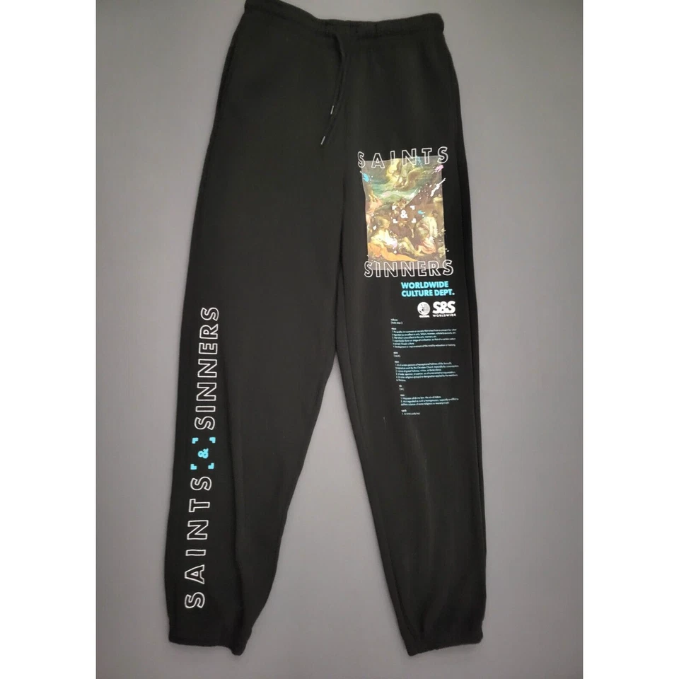 Rue21 Saints & Sinners Pants Mens S High Rise Jogger Culture Knit Pull On Black - Image 1 of 4