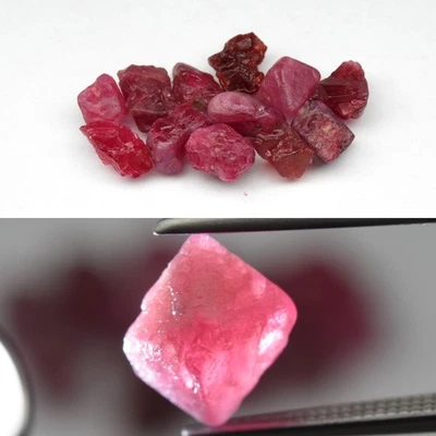 💎 Lote de 12 piezas de espinela rosa roja púrpura natural áspera de 20,56 quilates - gemas de Birmania Foto 1 de 4