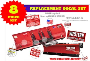 Western Snow Plow Contractor Grade Decal Replacement 8 Pc. Kit for 8-9-10FT WKC8 - Picture 1 of 3