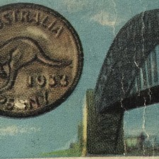 COINS OF THE WORLD AUSTRALIA CD LTD TRADE CARD 11/25 Sydney Harbour Bridge Penny