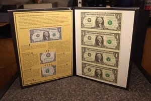 2003 A US One $1 Dollar Bill Uncut Sheet in Display Folder - Picture 1 of 7