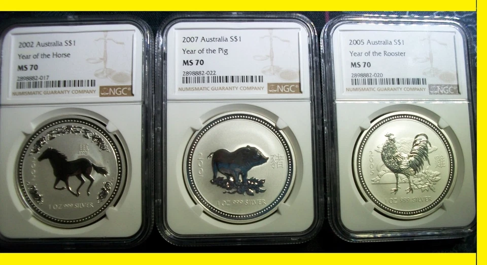 attention only 2007 Australian Silver Lunar pig 1 oz NGC ms 70 PIG only - Image 1 of 2