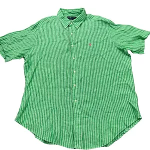 Camisa Ralph Lauren 100 % lino para hombre 2XL verde abotonada preppy - Imagen 1 de 9