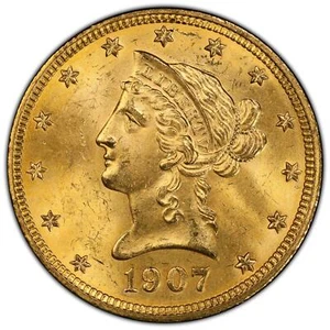 1907 $10 Liberty Liberty Head Eagle PCGS MS64+ (CAC) The Fairmont Collection ... - Picture 1 of 5