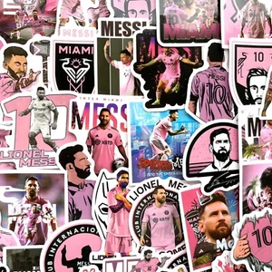 5-50 pcs Messi Inspired Stickers, Miami Pink World Cup Trophy Laptop Car Decals - Picture 1 of 5