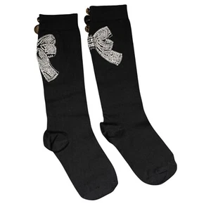 DOLCE & GABBANA Socks Black Knit Floral Crystal Embellishment s. Tag XS 1060usd - Picture 1 of 5