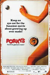 Letrero de metal de hojalata arte reproducción póster de película teatral de comedia de PORKY'S - Imagen 1 de 1