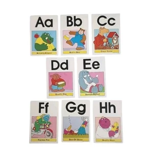 Juego de 8 tarjetas flash letras de colección alfabeto de arte infantil enmarcables 1981 lector semanal - Imagen 1 de 12