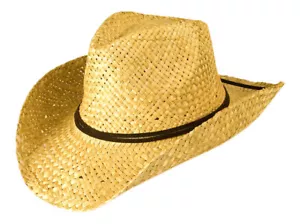Cowboyhut Unisex im Vintage-Stil - Naturstroh mit formbarer Krempe - Bild 1 von 1