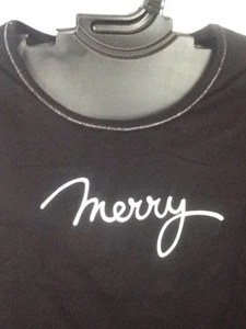 2X Plus Dress Barn Woman Cotton Holiday MERRY Lightweight Long Sleeve Sleep Top - Picture 1 of 12