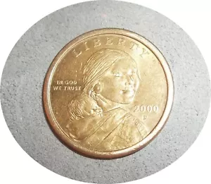 K108 ~Sacagawea Mother amd Child ~2000 P One Dollar Coin Gold Color Philadelphia - Picture 1 of 4