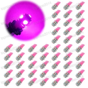 50 x Pink T10 5050 5-SMD 194 168 W5W 360° Wedge LED Light bulbs Car Tail light - Foto 1 di 3