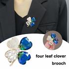 Handcrafted Shamrock Crystal 4 Leaf Clover Vintage Fashion New Brooch Pin Y8K2
