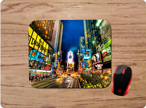Wall Street Busy City Night Life Neoprene Mouse Pad Mat Home Office Supplies