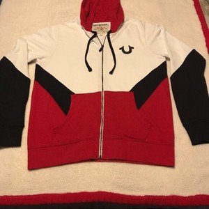 Red And White True Religion Hoodie 