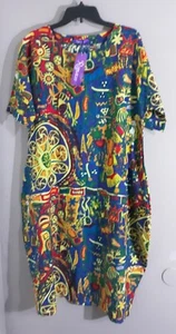 New-WOMAN'S ROMACCI SHORT SLEEVE PULLOVER MULTICOLOR DRESS.SIZE XL - Picture 1 of 8