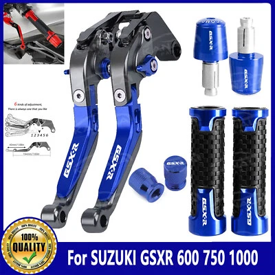 New For SUZUKI GSXR 600 750 1000 4Pcs CNC Brake Clutch Levers Handle Grips Cap - Image 1 of 4
