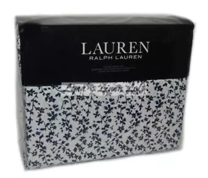 RALPH LAUREN Spencer Floral Navy 4P CAL KING SHEET SET COTTON $220 BLUE - Picture 1 of 5