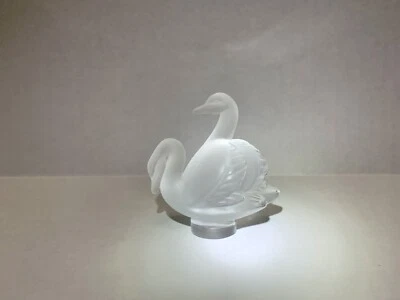 Vintage Lalique France Crystal Canard Swans Frosted Clear Signed Glass Figurine  - Image 1 of 4