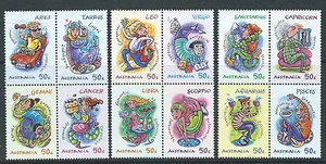 AUSTRALIA 2007 SIGNOS DEL ZODIACO JUEGO DE CHICLES NORMALES DE 12 SIN MONTAR COMO NUEVO, MONTADO SIN MONTAR - Imagen 1 de 1