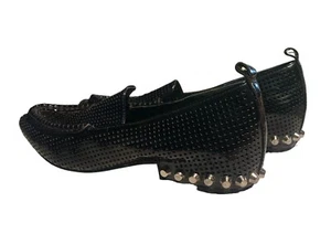 Jeffrey Campbell Size 8 Barnett Black Patent Leather Studded Pointed Toe Loafers - Picture 1 of 9