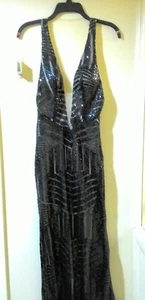 Sexy Sequins Mermaid Prom Dresses 2018 Long Backless V-Neck Gown Black Size 6 - Picture 1 of 1