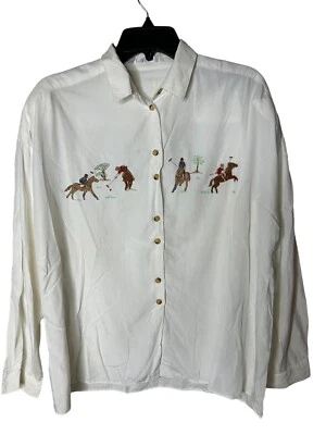 Camisa Polo Ecuestre Vintage Astraka Int’l Bordada Caballo Abotonada Talla 14 Foto 1 de 4