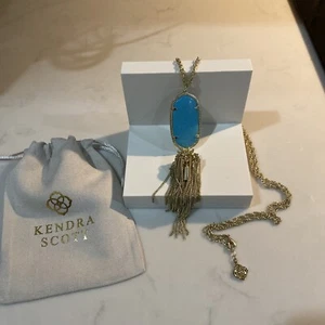 Kendra Scott Rayne Blue Howlite Gold Tassel Necklace - Picture 1 of 2