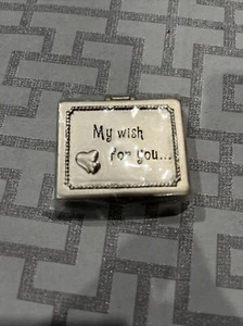 Ganz Silver Tone 'My wish for you...' Metal Pill/Trinket Box, Magnetic Closure r - Picture 1 of 6