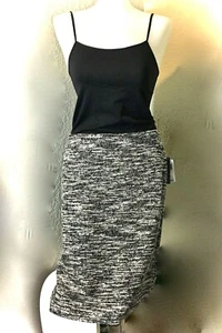 Mujeres Grace Elements Ligero Textura Tejido Negro Blanco Falda Lápiz Grande Nuevo con Etiquetas - Imagen 1 de 3