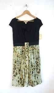 Jonathan Martin Dress NEW Size 12 Leopard Print Knit & Chiffon Cap Sleeves - Picture 1 of 5