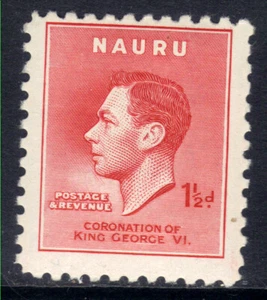 Naura 1937 KGV1 1 1/2d Scarlet MM Coronation SG 44 ( H544 ) - Picture 1 of 1