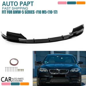 Labio de parachoques delantero negro brillante para BMW Serie 5 F10 M5 con divisores laterales - Imagen 1 de 11