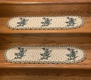 Thistle and Vine Print Braided Stair Tread or Table runner by Earth Rugs - Picture 1 of 2