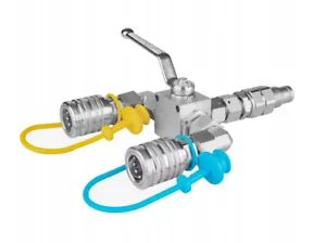 Hydraulik Kugelhahn Umschalthahn 3/2 2xKupplungsdose + Kupplungsstecker - Bild 1 von 2