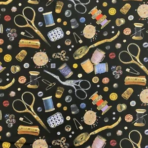 Elizabeths Studio - Ein Stich in der Zeit - Nähwerfen - schwarz 408E-BLK, Stoff BTY - Bild 1 von 2
