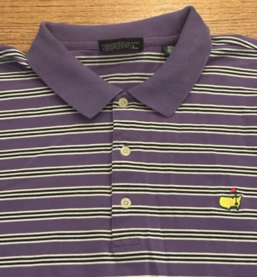 Masters Collection Cotton Pique Golf Polo Shirt XL Purple Striped Augusta Foto 1 de 4