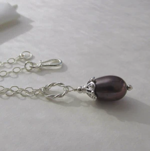 mocha bronze AAA Zuchtperle Anhänger & Kette Designer Collier 925 Silber UNIKAT - Bild 1 von 13